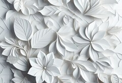 Fototapeta White floral leaves 3d tiles ft 721112320